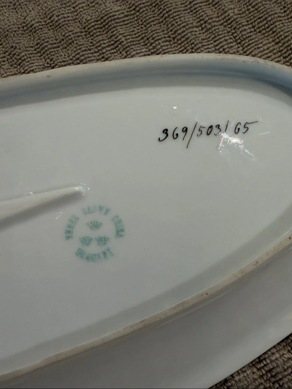 Antique Three Crown China Porcelain Relish Dish featuring a hand-paint Grapes